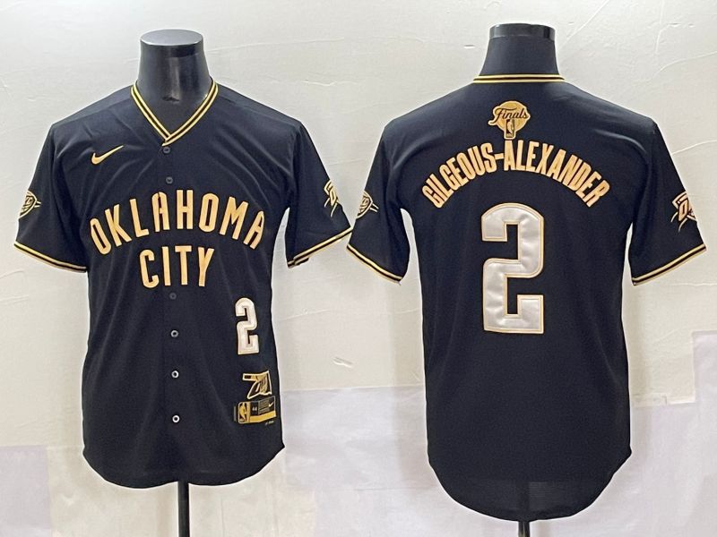 Men 2025 Oklahoma City Thunder 2 Gilgeous-Alexander Black Joint Name Nike NBA Jersey style 1